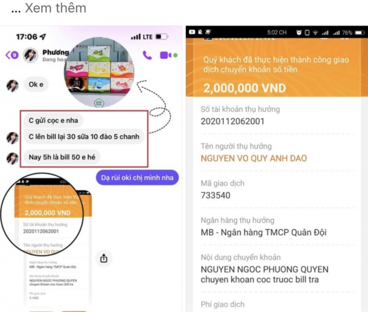 Chuyển tiền cọc hàng EMOSLIM