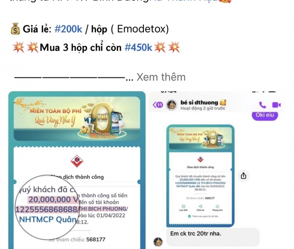 Nhận tiền hàng emoslim NPP KV Bình Dương